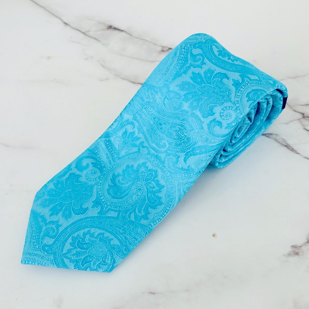 Pierre Cardin Men’s Light Blue Paisley Tie Vibrant NWT‎